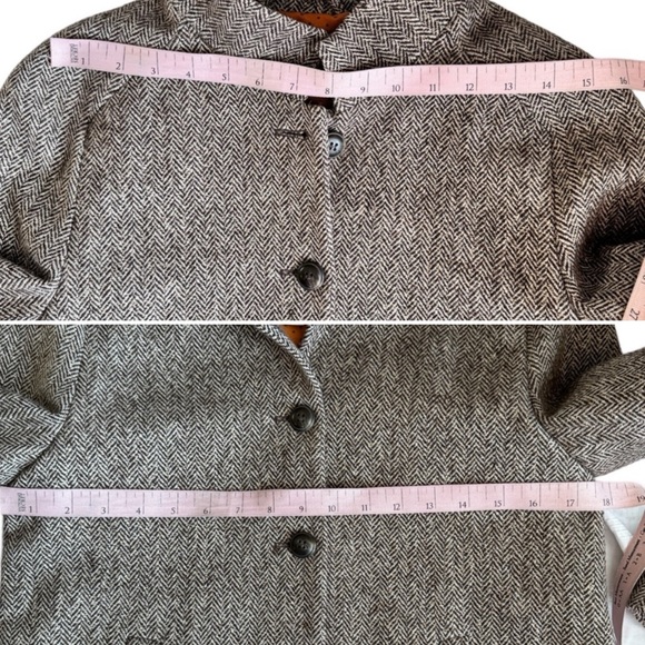 Massimo Dutti Wool Peacoat Trench Herringbone Sparkle Brown 13Y 14Y Sz 14-16 - Picture 14 of 15